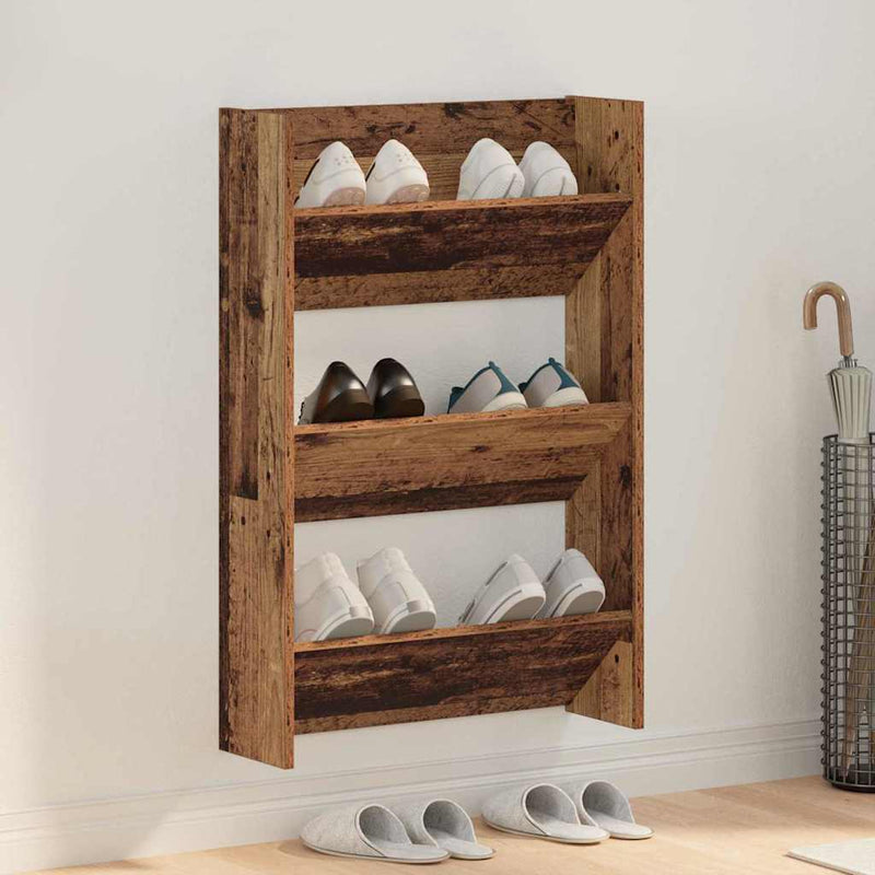 ギャラリービューアに画像をロードする, Vidaxl schoenenkast met plank oudhout 60 x 18 x 90 cm bewerkt hout