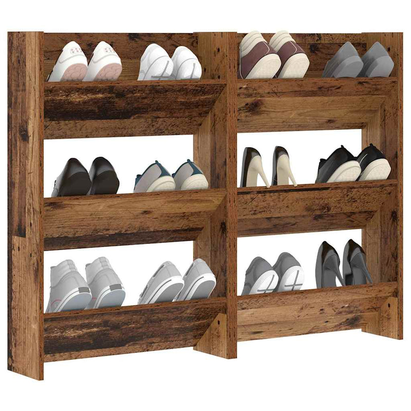 ギャラリービューアに画像をロードする, Vidaxl schoenenkast 2 pcs oudhout 60 x 18 x 90 cm bewerkt hout