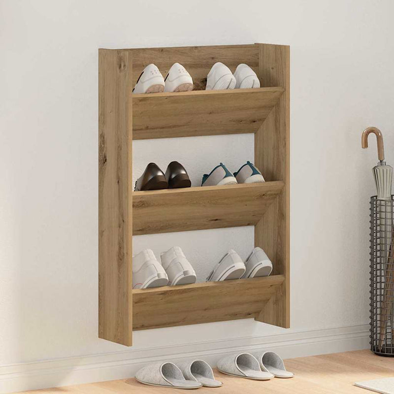 ギャラリービューアに画像をロードする, Vidaxl schoenenkast artisan eiken 60 x 18 x 90 cm bewerkt hout