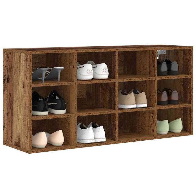 ギャラリービューアに画像をロードする, Vidaxl schoenenkast met plank oudhout 103 x 30 x 51 cm bewerkt hout