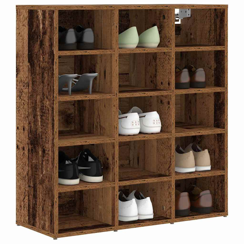 Chargez l'image dans la visionneuse de la galerie, Vidaxl schoenenkast met plank oudhout 77,5 x 30 x 83,5 cm bewerkt hout