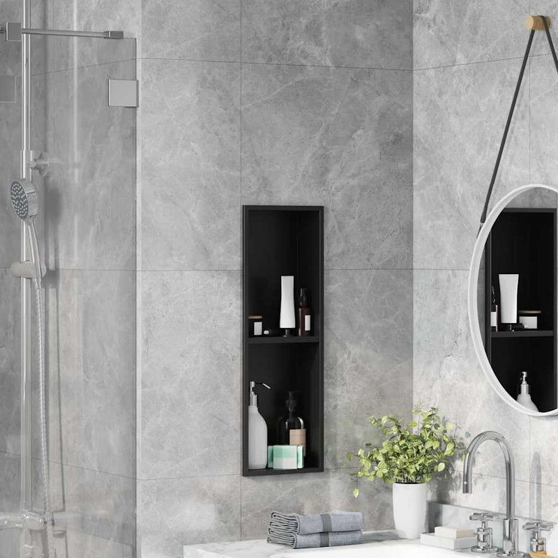 Afbeelding laden in galerijviewer, Vidaxl douche niche zwart 60 x 20 x 9,5 cm roestvrij staal
