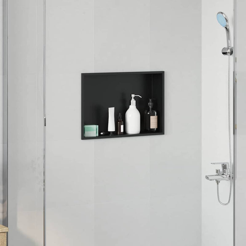ギャラリービューアに画像をロードする, Vidaxl douche niche zwart 45 x 30 x 9,5 cm roestvrij staal