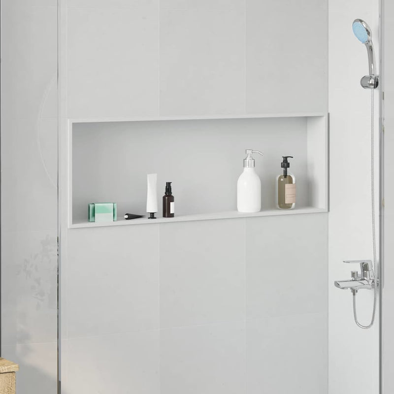 Afbeelding laden in galerijviewer, Vidaxl douche niche wit 90 x 30 x 9,5 cm roestvrij staal