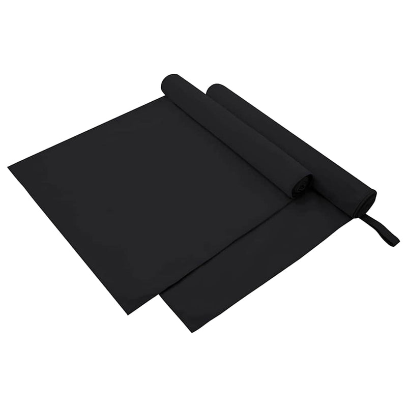Afbeelding laden in galerijviewer, Vidaxl sporthanddoeken 2 pcs zwart 180 x 90 cm polyester en polyamide
