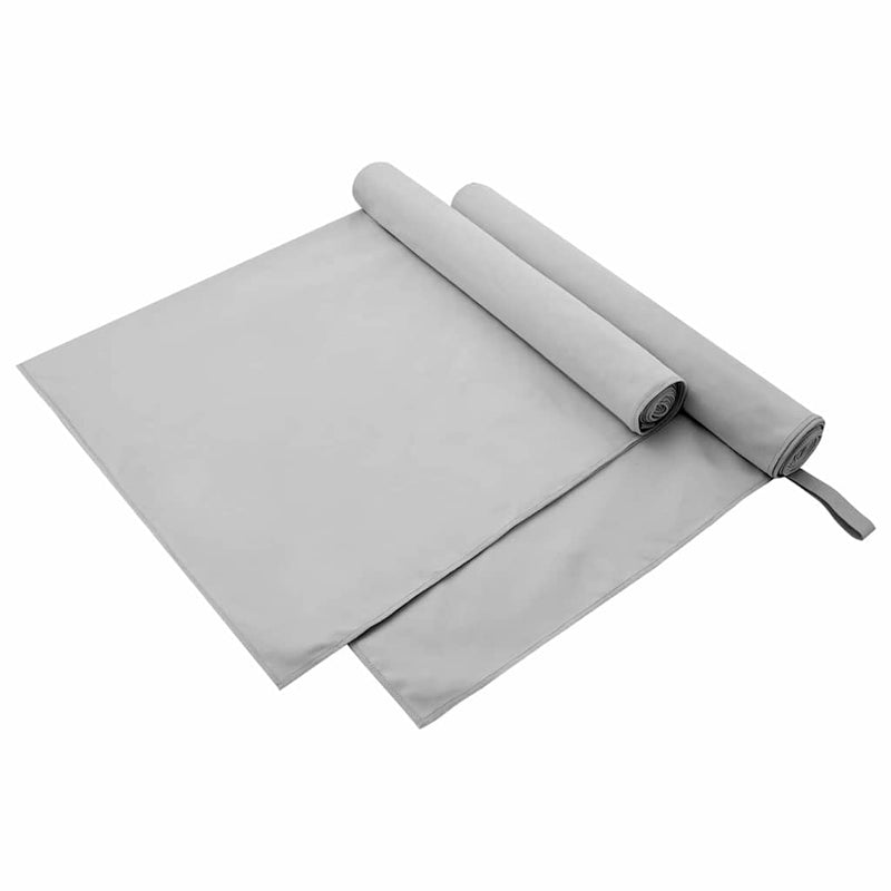 Afbeelding laden in galerijviewer, Vidaxl sporthanddoeken 2 pcs grijs 180 x 90 cm polyester en polyamide