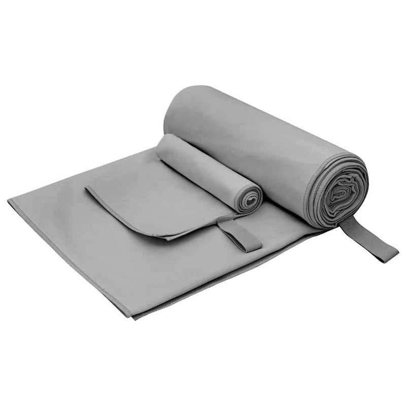 Afbeelding laden in galerijviewer, Vidaxl set van sporthanddoeken 2 pcs donkergrijs stof