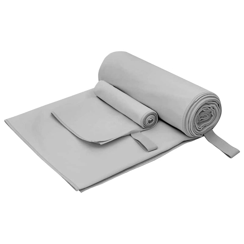 Afbeelding laden in galerijviewer, Vidaxl set van sporthanddoeken 2 pcs grijs stof