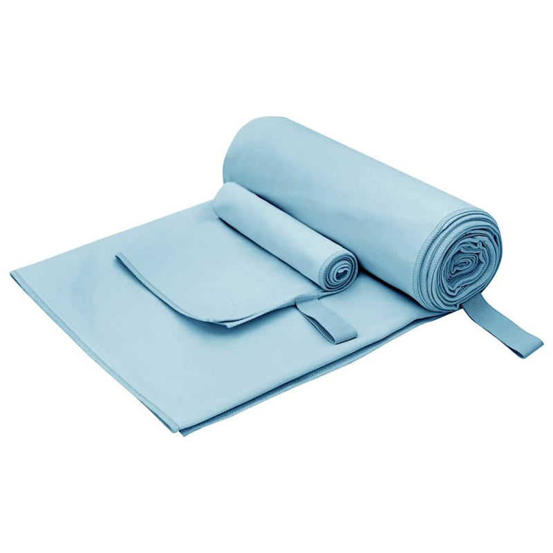 Chargez l'image dans la visionneuse de la galerie, Vidaxl set van sporthanddoeken 2 pcs blauw stof