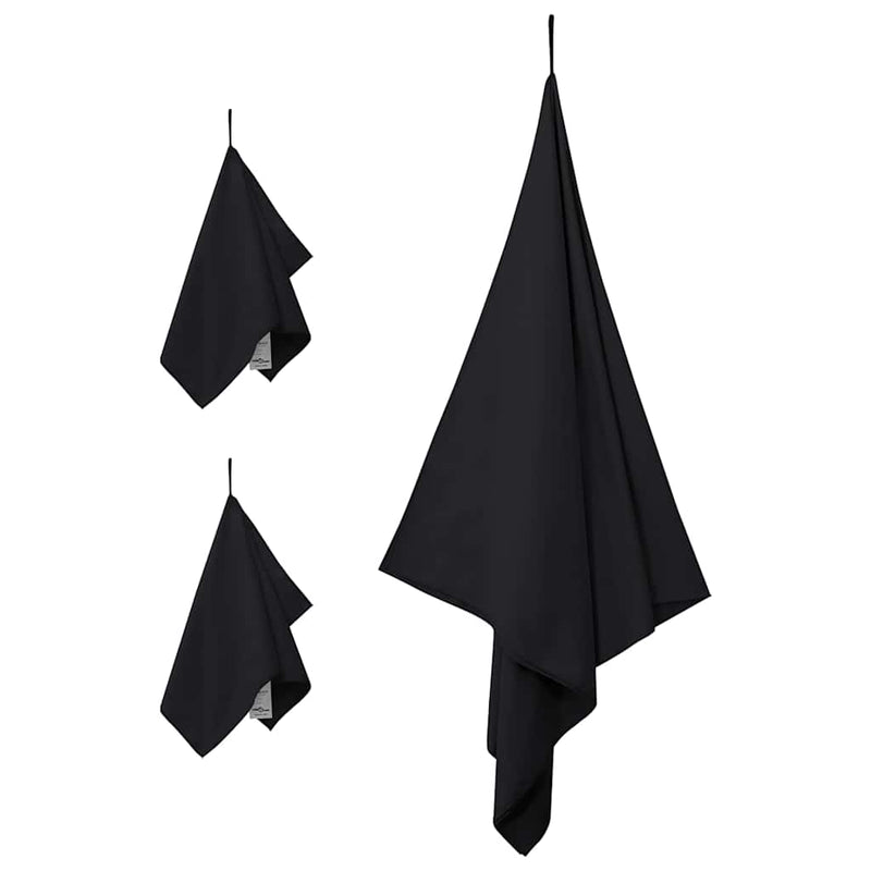 Chargez l'image dans la visionneuse de la galerie, Vidaxl set van sporthanddoeken 3 pcs zwart polyester en polyamide