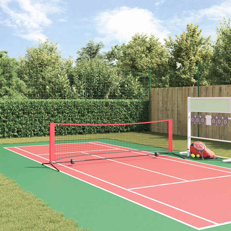 Afbeelding laden in galerijviewer, Vidaxl tennisnet zwart en rood 301 x 90,5 x 87 cm polyester