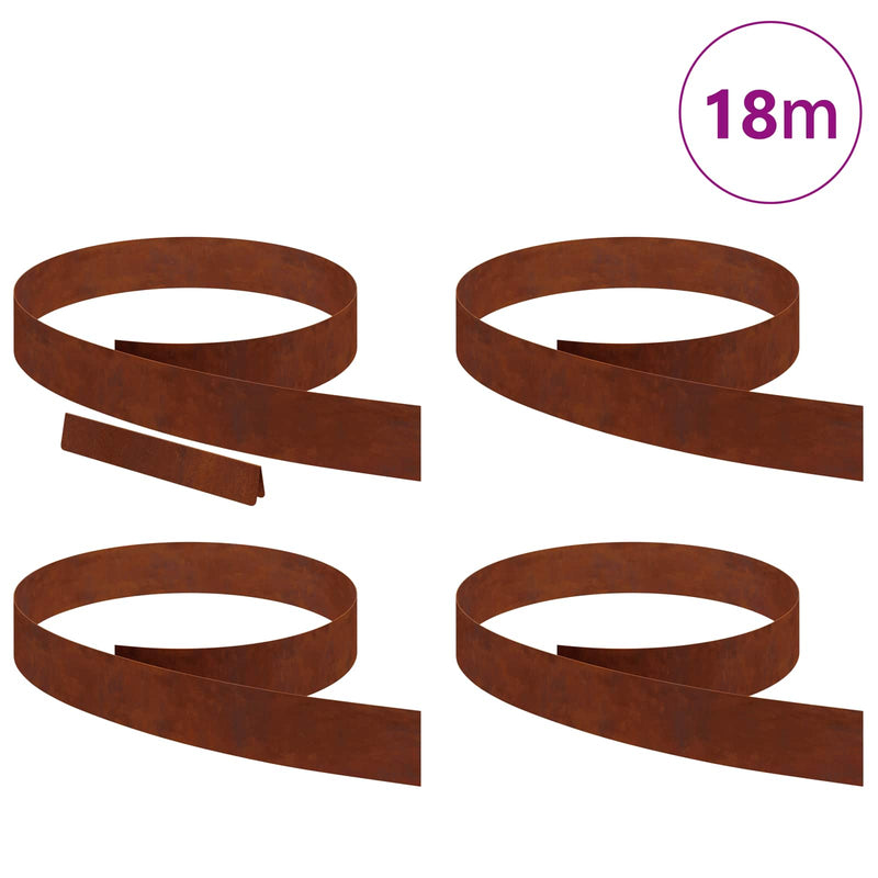 Afbeelding laden in galerijviewer, Vidaxl tuinrand 4 pcs roestig 450 x 0.05 x 15 cm cortenstaal