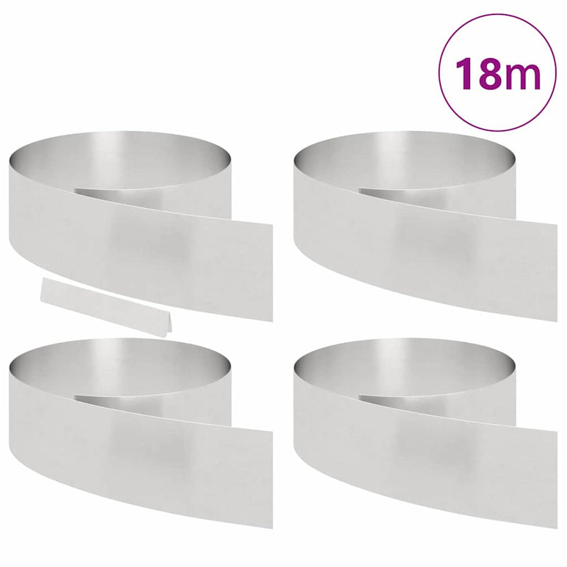 Chargez l'image dans la visionneuse de la galerie, Vidaxl tuinrand 4 pcs zilver 450 x 0.05 x 15 cm roestvrij staal
