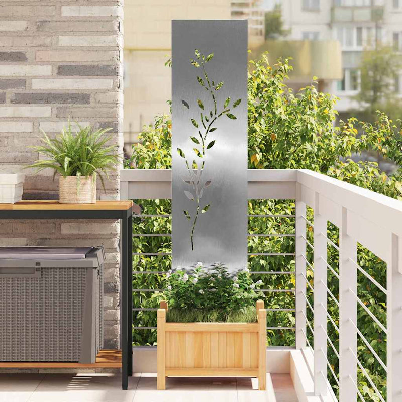 Afbeelding laden in galerijviewer, Vidaxl tuin privacy screen bloemen zilver 32 x 140 cm roestvrij staal