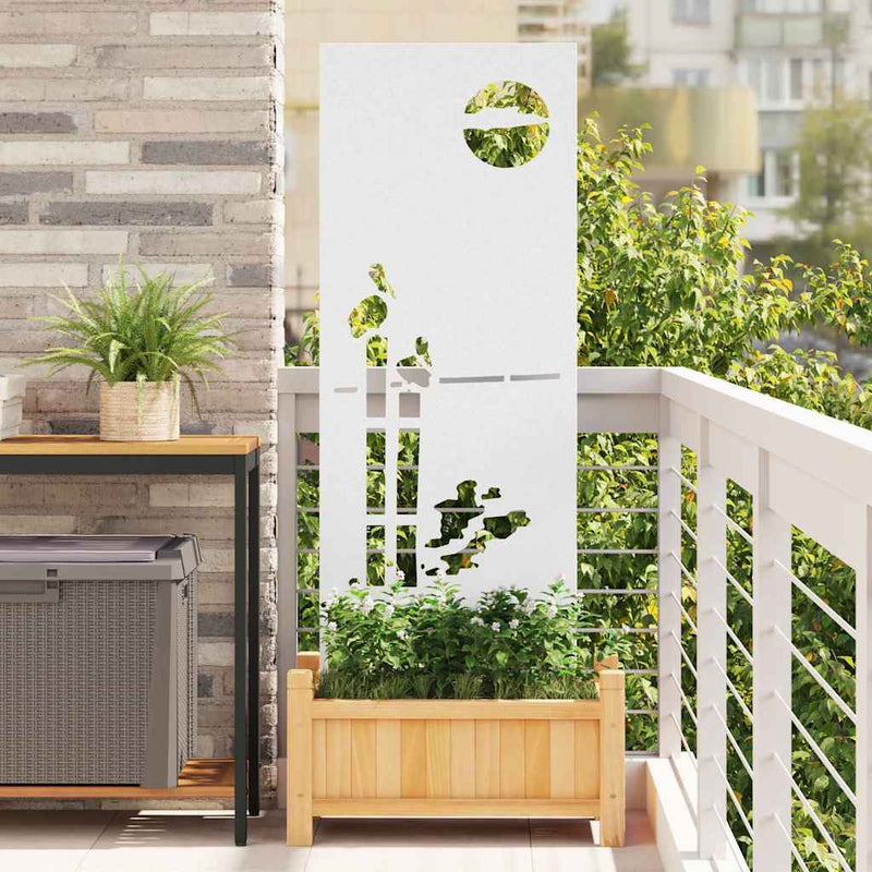 Afbeelding laden in galerijviewer, Vidaxl tuin privacy screen fretwerk wit 50 x 140 cm koudgewalst staal