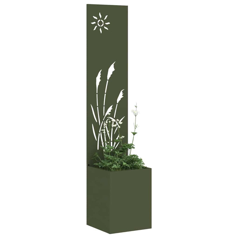 Afbeelding laden in galerijviewer, Vidaxl tuin privacy screen olijfgroen 32 x 140 cm koudgewalst staal