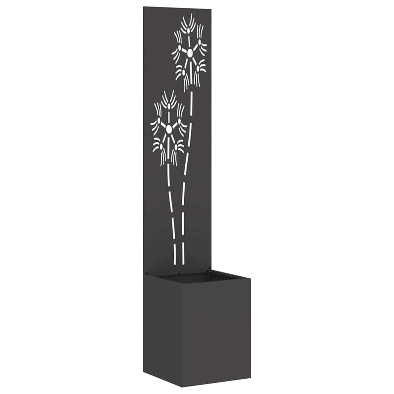 Afbeelding laden in galerijviewer, Vidaxl tuin privacy screen bloemen zwart 32 x 140 cm koudgewalst staal
