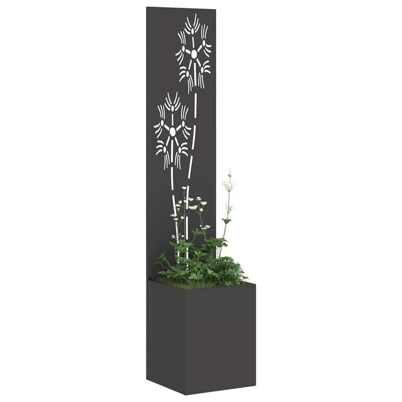 Afbeelding laden in galerijviewer, Vidaxl tuin privacy screen bloemen zwart 32 x 140 cm koudgewalst staal