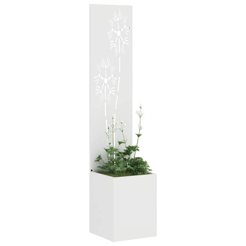 Afbeelding laden in galerijviewer, Vidaxl tuin privacy screen bloemen wit 32 x 140 cm koudgewalst staal