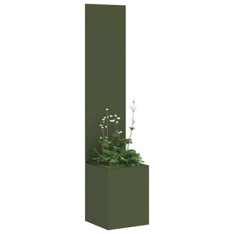 Afbeelding laden in galerijviewer, Vidaxl tuin privacy screen olijfgroen 32 x 140 cm koudgewalst staal