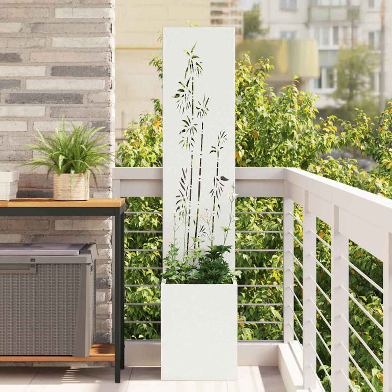 Afbeelding laden in galerijviewer, Vidaxl tuin privacy screen bloemen wit 32 x 140 cm koudgewalst staal