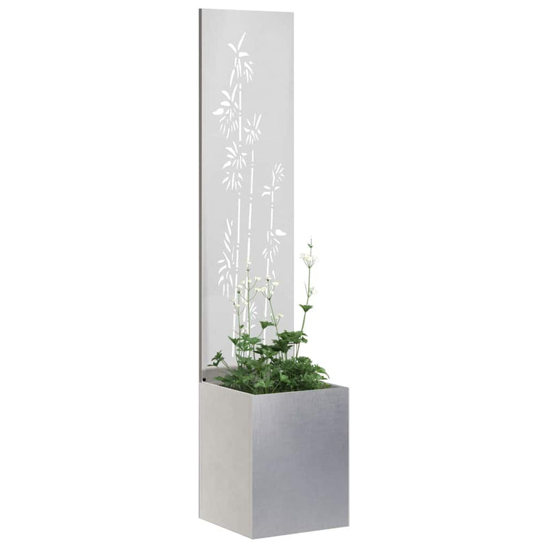 Afbeelding laden in galerijviewer, Vidaxl tuin privacy screen bloemen zilver 32 x 140 cm roestvrij staal