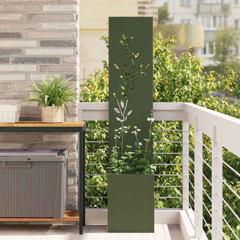 Chargez l'image dans la visionneuse de la galerie, Vidaxl tuin privacy screen bloemen olijfgroen 32 x 32 x 150 cm