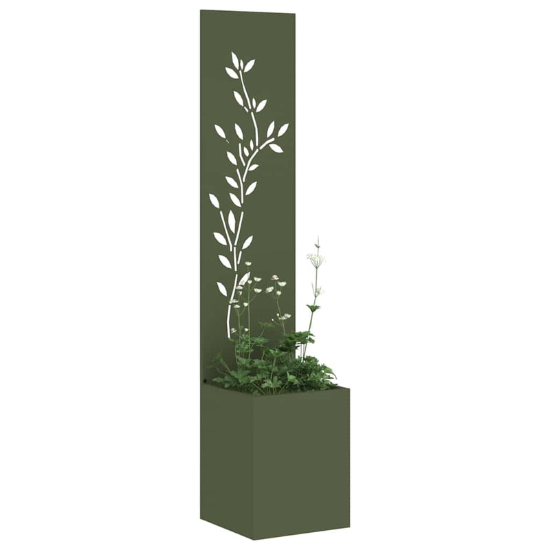 Chargez l'image dans la visionneuse de la galerie, Vidaxl tuin privacy screen bloemen olijfgroen 32 x 32 x 150 cm