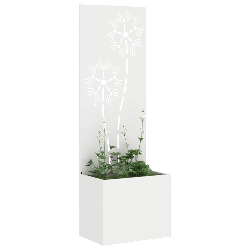 Chargez l'image dans la visionneuse de la galerie, Vidaxl tuin privacy screen bloemen wit 50 x 140 cm koudgewalst staal