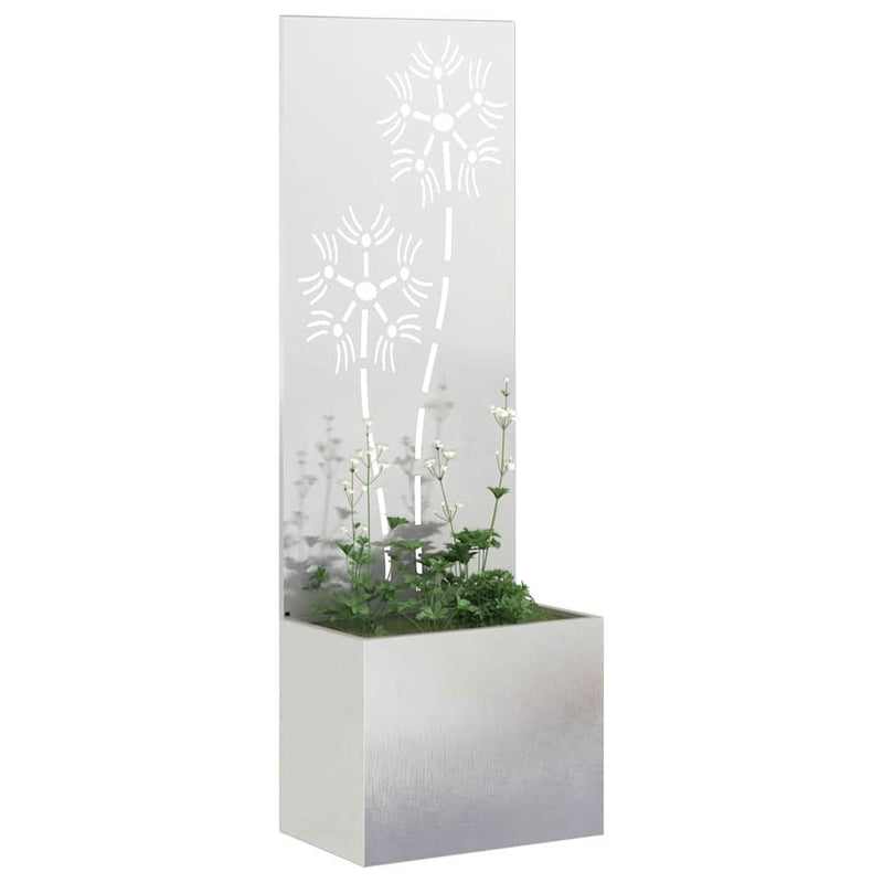 Afbeelding laden in galerijviewer, Vidaxl tuin privacy screen bloemen zilver 50 x 140 cm roestvrij staal