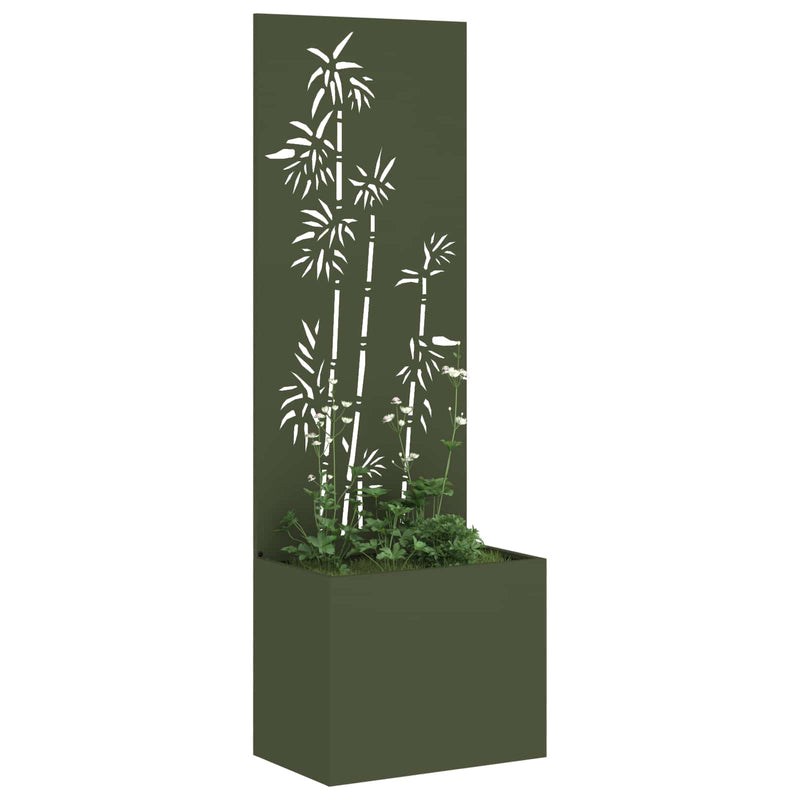 Afbeelding laden in galerijviewer, Vidaxl tuin privacy screen olijfgroen 50 x 140 cm koudgewalst staal