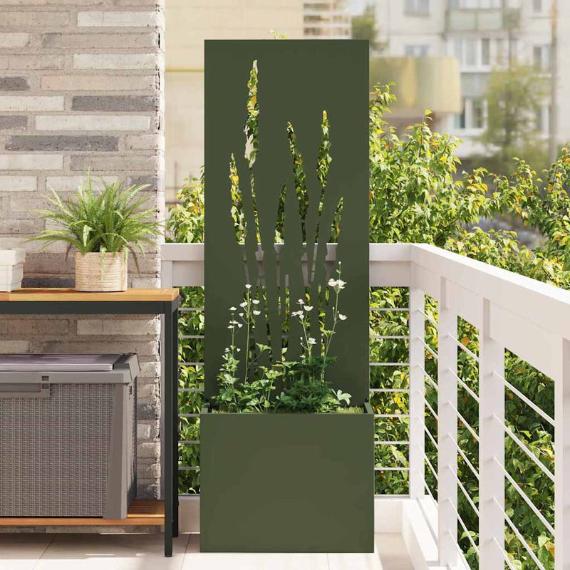 Afbeelding laden in galerijviewer, Vidaxl tuin privacy screen olijfgroen 50 x 140 cm koudgewalst staal