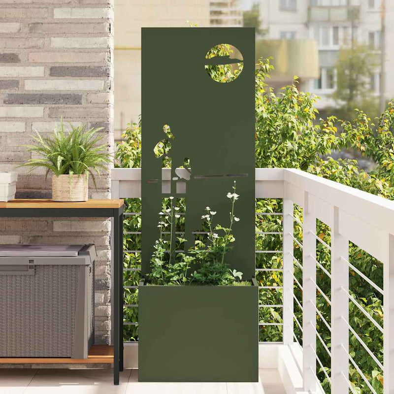 Afbeelding laden in galerijviewer, Vidaxl tuin privacy screen olijfgroen 50 x 140 cm koudgewalst staal