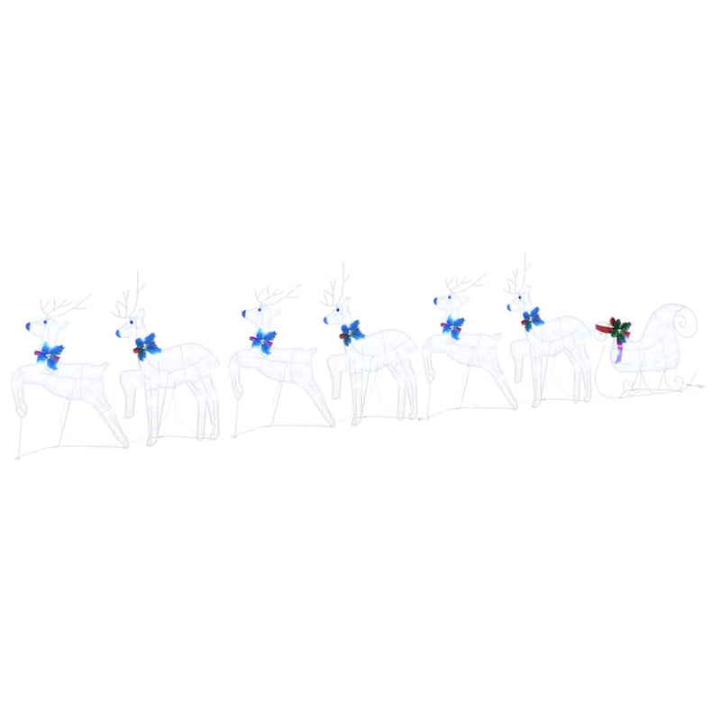 Afbeelding laden in galerijviewer, Vidaxl led rendieren 7 pcs wit stof