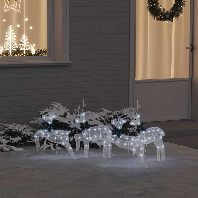 Afbeelding laden in galerijviewer, Vidaxl led rendieren 4 pcs wit stof