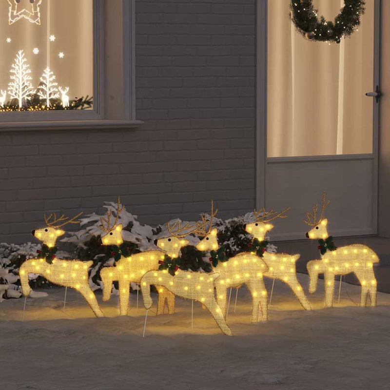 Chargez l'image dans la visionneuse de la galerie, Vidaxl led rendieren 6 pcs goud stof