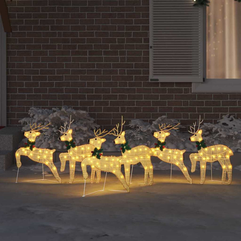 Chargez l'image dans la visionneuse de la galerie, Vidaxl led rendieren 6 pcs goud stof
