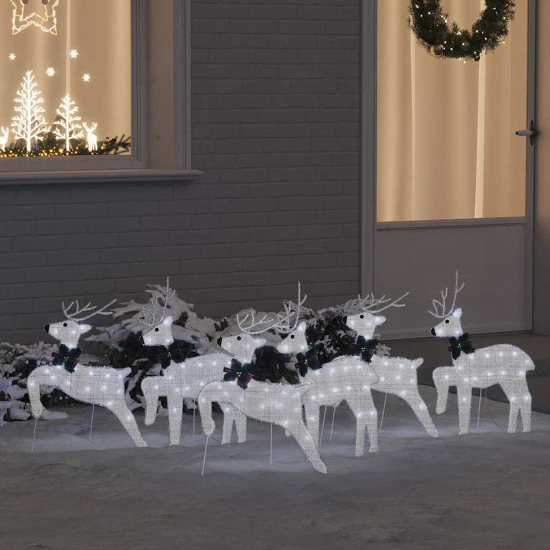 Afbeelding laden in galerijviewer, Vidaxl led rendieren 6 pcs zilver stof