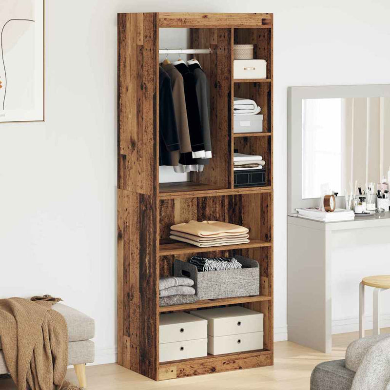 Afbeelding laden in galerijviewer, Vidaxl kledingkast met plank met opslag oudhout 77 x 48 x 102 cm