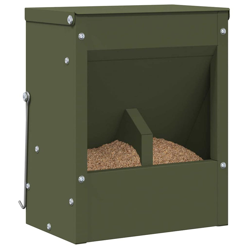 Afbeelding laden in galerijviewer, Vidaxl konijnenvoer olijf groen 20 x 12,5 x 25 cm koudgewalst staal