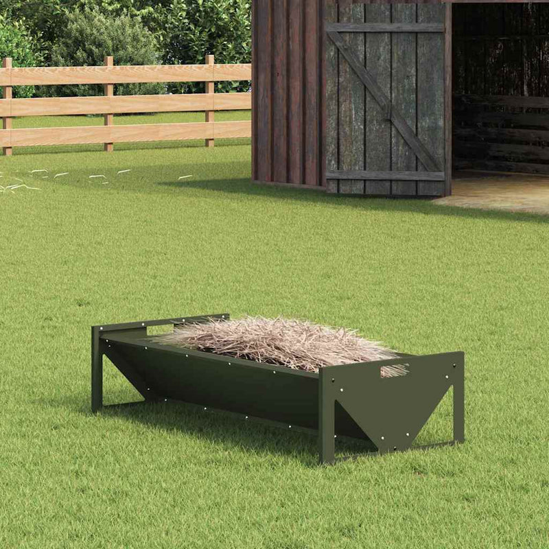 Chargez l'image dans la visionneuse de la galerie, Vidaxl voederbak voor vee olijf groen 108 x 50 x 28 cm