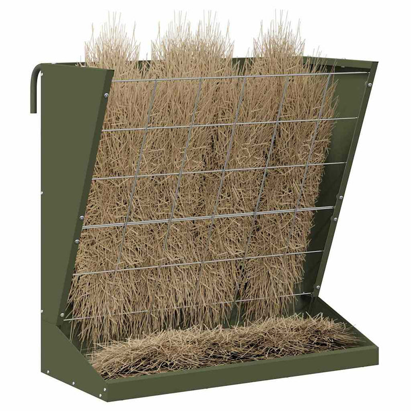 Afbeelding laden in galerijviewer, Vidaxl hooi feeder olijf groen 71 x 33 x 70 cm koudgewalst staal