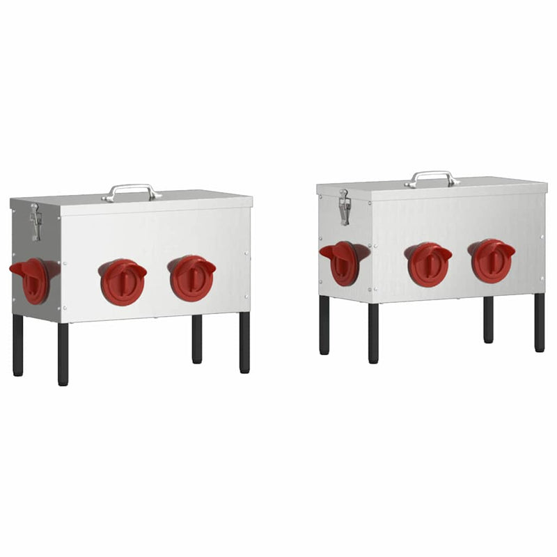 Afbeelding laden in galerijviewer, Vidaxl kip voerbak 2 pcs zilver 41,5 x 20,5 x 33 cm