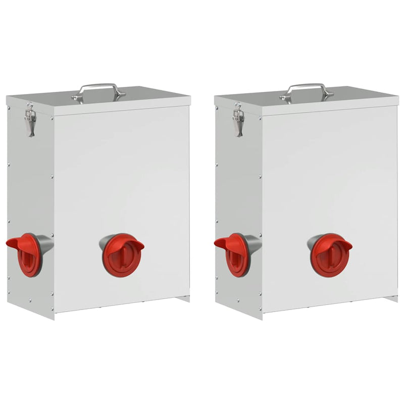 Afbeelding laden in galerijviewer, Vidaxl kip voerbak 2 pcs zilver 32,5 x 20,5 x 43 cm