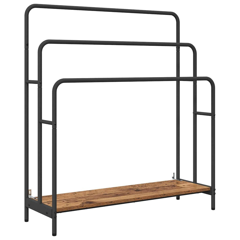 Afbeelding laden in galerijviewer, Vidaxl kledingrek met plank oudhout 90 x 30 x 100,5 cm bewerkt hout