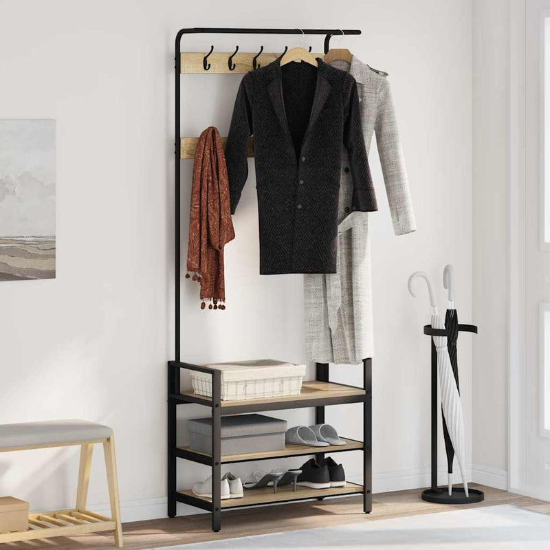 Afbeelding laden in galerijviewer, Vidaxl kapstok met plank sonoma eiken 75 x 34 x 184 cm bewerkt hout