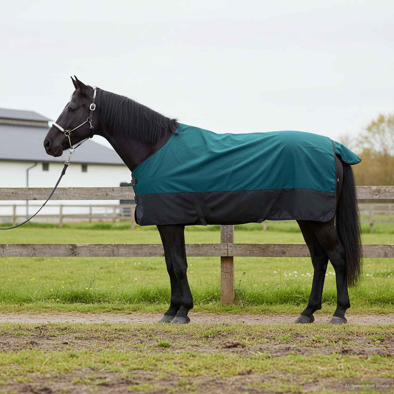 Afbeelding laden in galerijviewer, Vidaxl paardendeken donkergroen en zwart 125 cm polyester