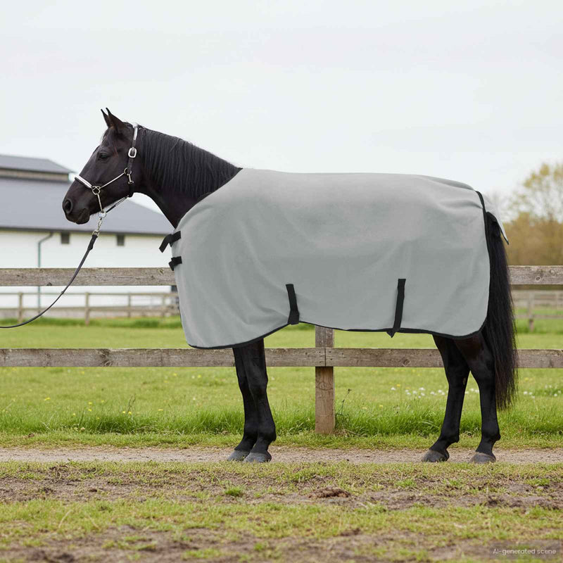 Afbeelding laden in galerijviewer, Vidaxl paardendeken volledig lichtgrijs en roze polyester