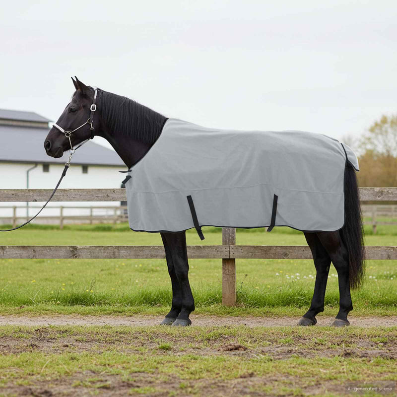 ギャラリービューアに画像をロードする, Vidaxl paardendeken volledig lichtgrijs en roze polyester
