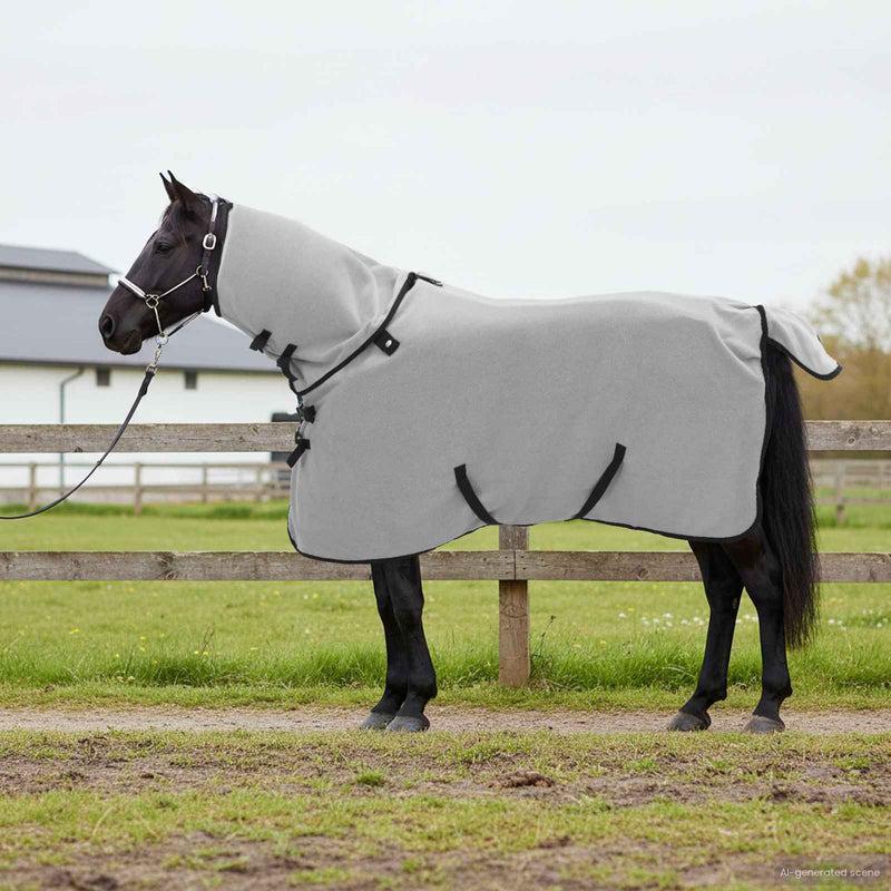 Chargez l'image dans la visionneuse de la galerie, Vidaxl paardendeken volledig lichtgrijs en roze polyester